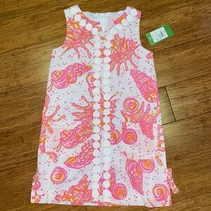 Lilly Pulitzer girls little Lilly lace trimmed resort white conched out shift